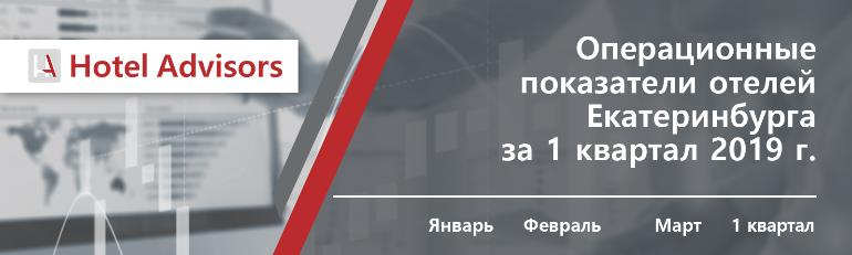 Операционные показатели отелей Екатеринбурга за 1 квартал 2019